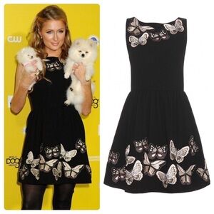 Alice + Olivia Black Dress with Butterfly Embellishments